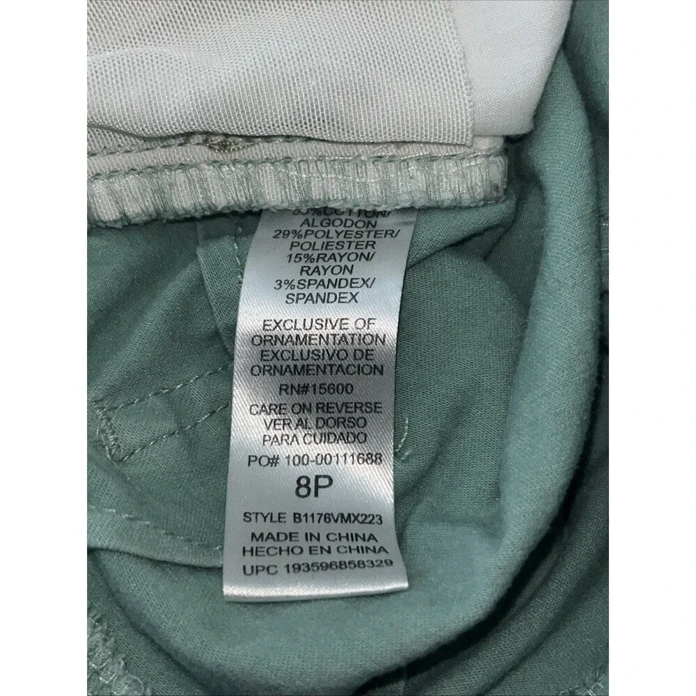 Democracy Ab Solution Women’s Petite Ankle Skimmer Jean Chino Pants Size 8P Mint